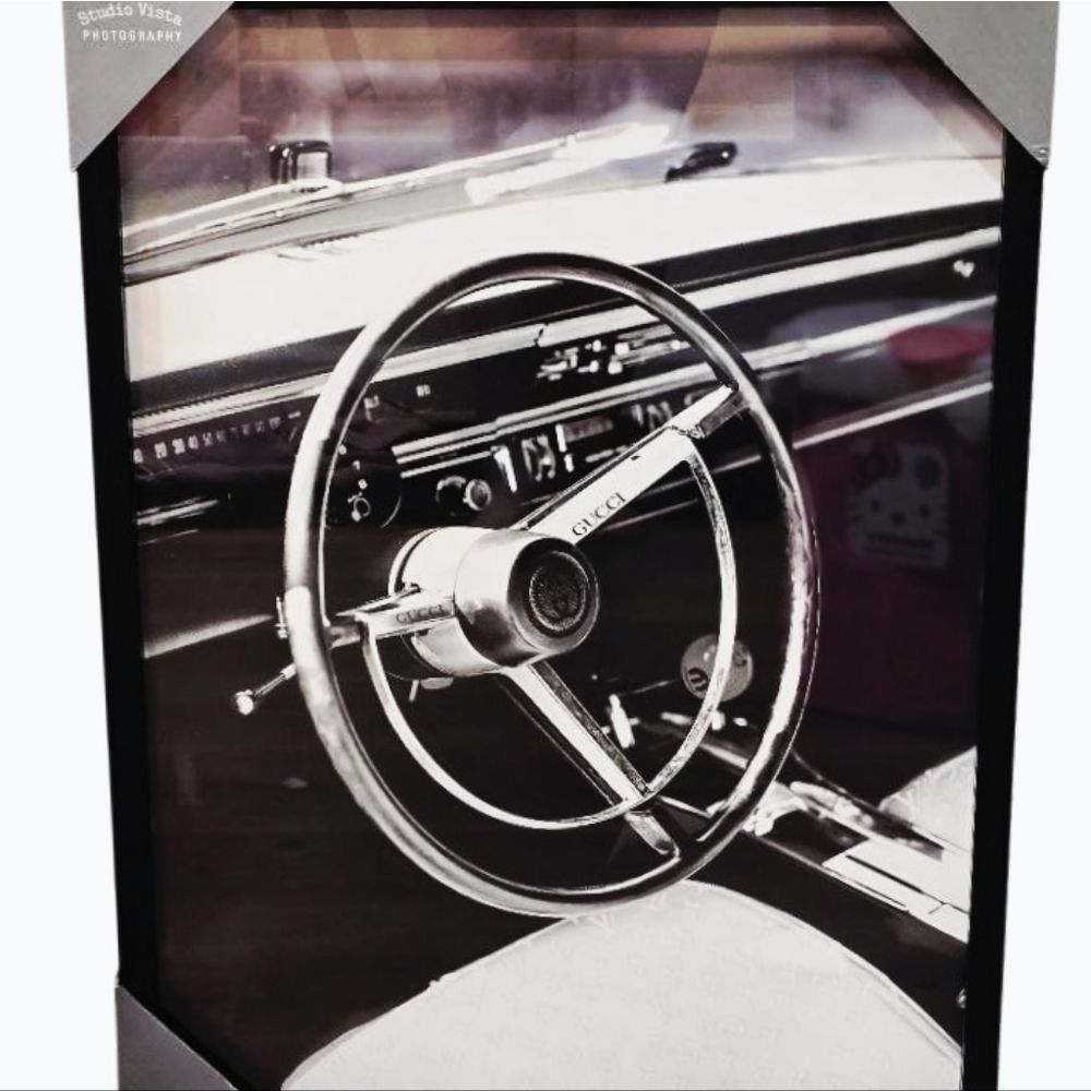 Studio Vista Photography Gucci Monochrome Steering Wheel  Framed Wall Decor
